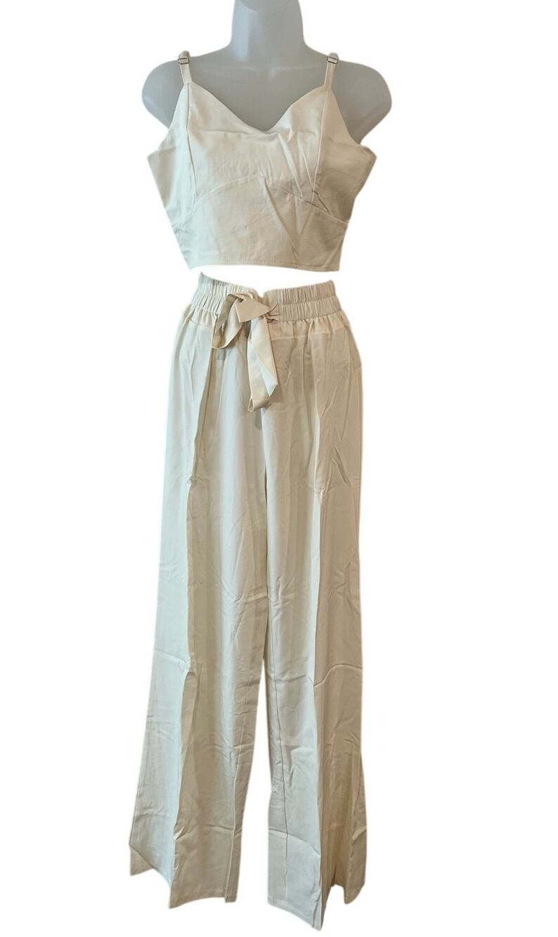 Two Piece Wide Leg X-Large Jumpsuit Women's White Brand New